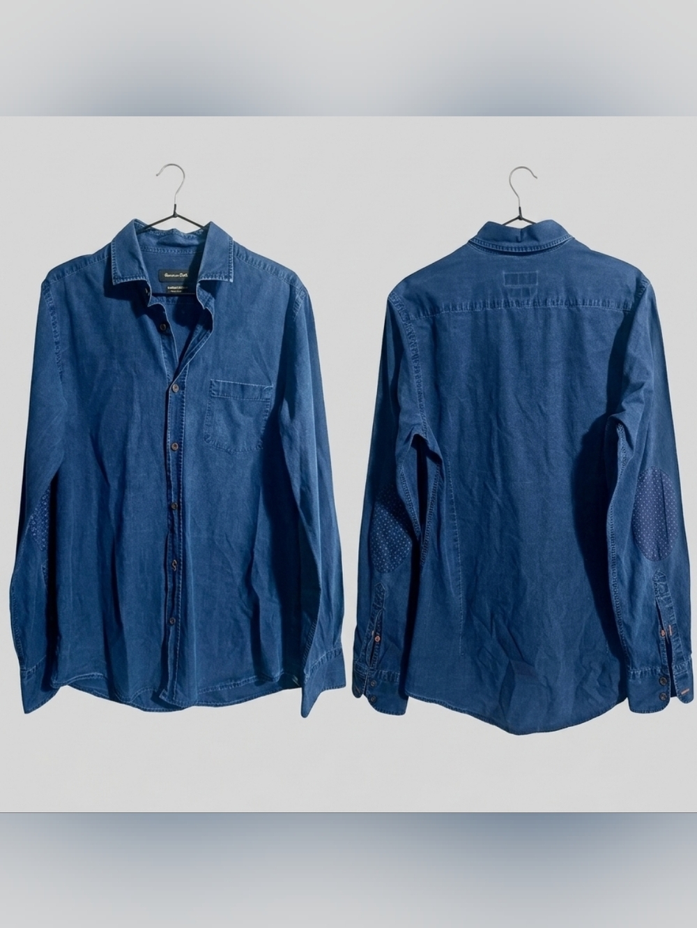 Massimo Dutti Blue Denim Casual Button-Down Shirt